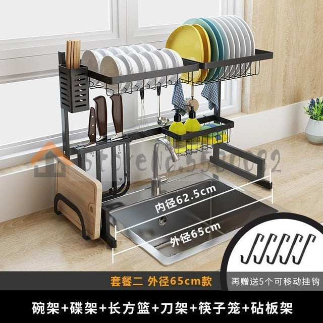Stainless Steel Sink Drain Rack Kitchen Shelf Two-story Floor Sink Sink Rack Dish Rack Kitchen Rack