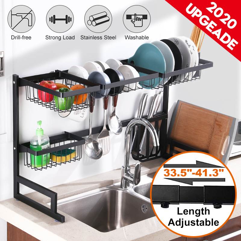 Adjustable Kitchen Sink Storage Rack Kitchen Storage Holder Dish Rack Bowl Tableware Plate Drainer Drying Rack Organizer